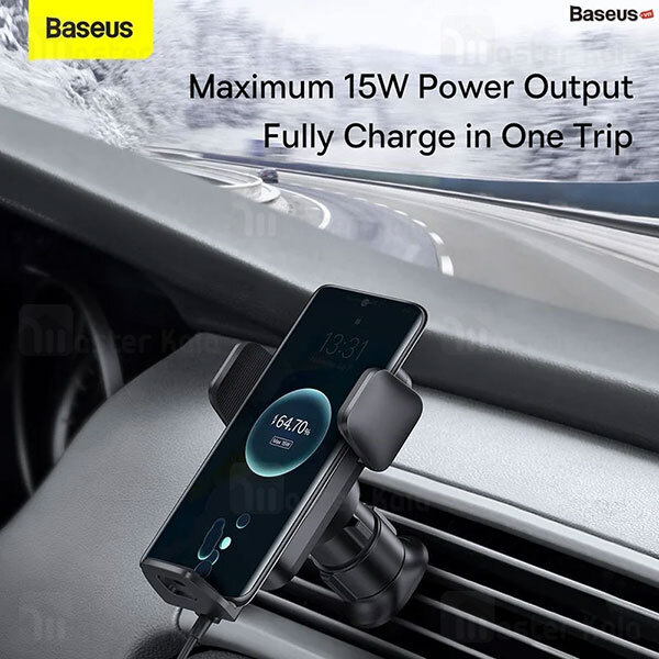 هولدر و شارژر وایرلس Baseus Wisdom Auto Alignment Car Mount CGZX000001